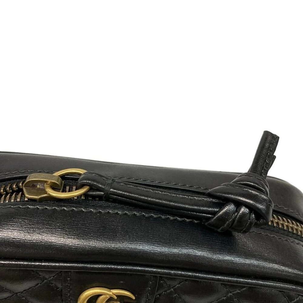 GUCCI GG Marmont/Sherry 536441 Black Green Red Leather Canvas Shoulder Bag - Picture 7 of 14